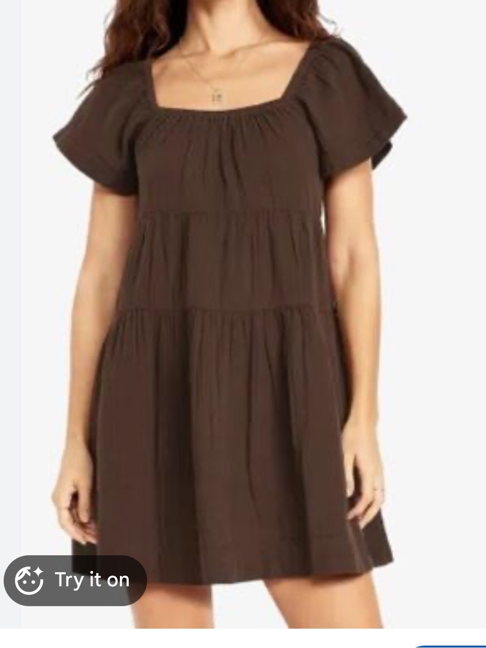 Old Navy Brown Tiered Square-Neck Casual Dress